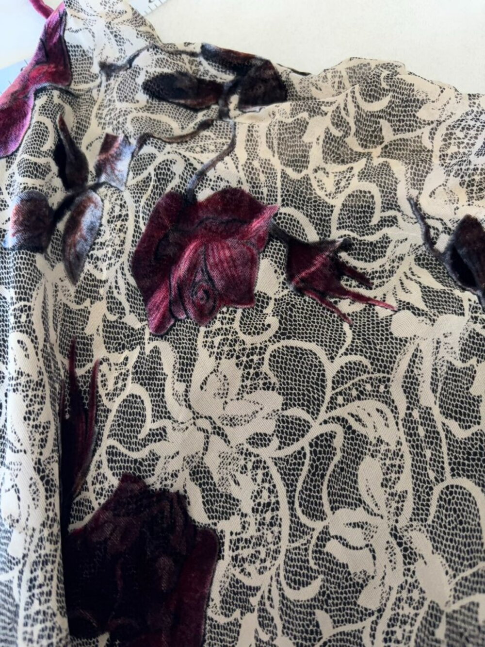 Vintage Midi Velvet Red Rose Dress - Picture 5 of 6